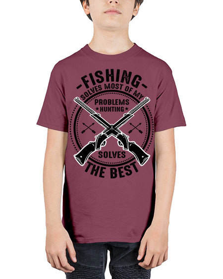 fishing solves most 74# - shark-fish - Youth Tee Unisex