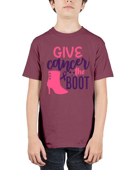give cancer the boot Style 11# - breast cancer - Youth Tee Unisex