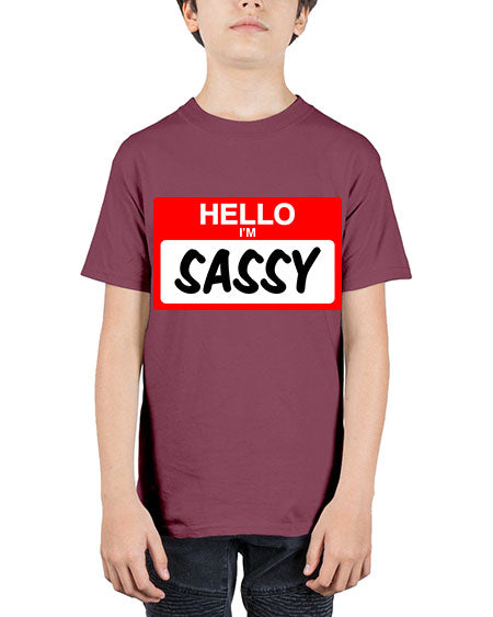 hello im sassy 129# - black words and phrases - Youth Tee Unisex