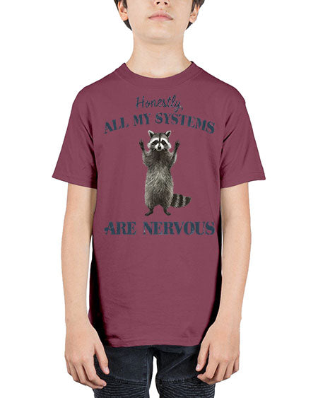 honestly all my systems are nervous 19# - raccoon - Youth Tee Unisex
