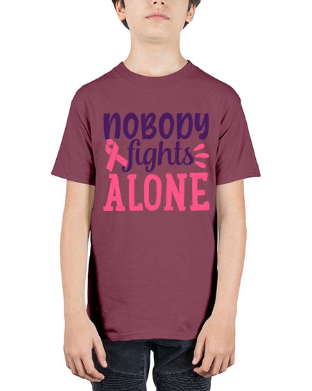nobody fights alone Style 6# - breast cancer - Youth Tee Unisex