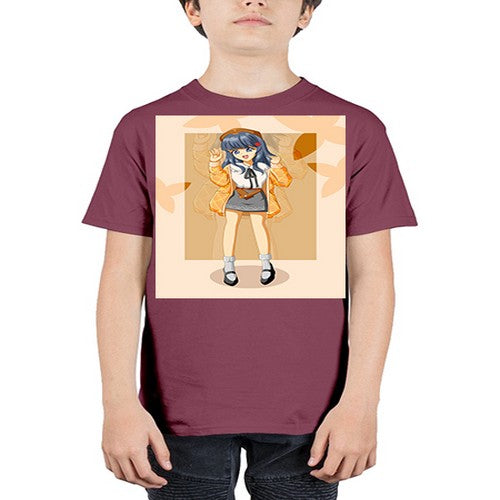 of beautiful girl with jacket 132# - anime - Youth Tee Unisex