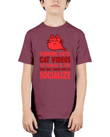 sending cute cat videos to people is the only way i know how to socialize - cats - Youth Tee Unisex