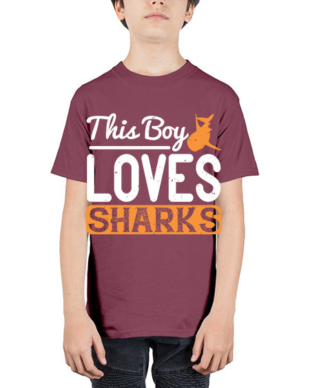 this boy loves sharks Style 14# - shark-fish - Youth Tee Unisex