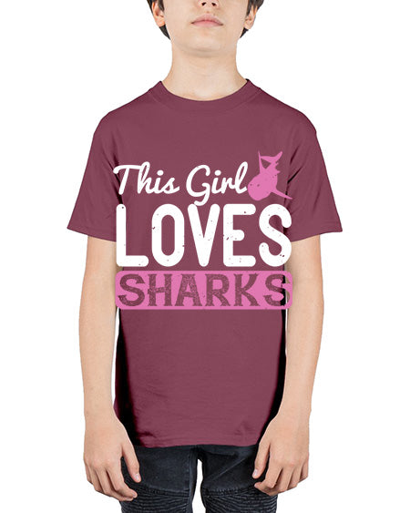 this girl loves sharks Style 12# - shark-fish - Youth Tee Unisex