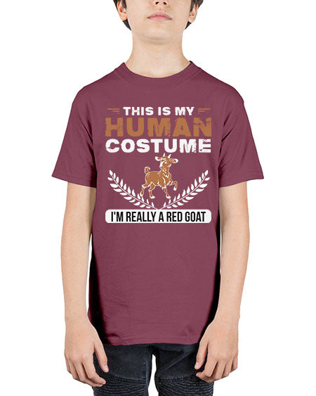this is my human costume im really a red goat Style 1# - goat - Youth Tee Unisex