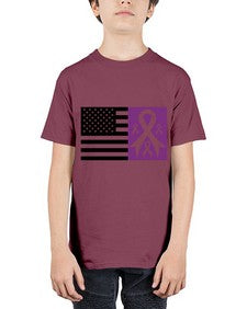 usa flag with alzheimers cancer 219# - alzheimers - Youth Tee Unisex