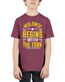 violence begins with the fork 456# - vegan - Youth Tee Unisex