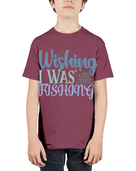 wishing i was fishing 90# - shark-fish - Youth Tee Unisex
