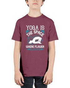 yoga is the space where flower blossoms  627# - yoga - Youth Tee Unisex