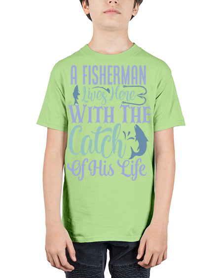A Fisherman Lives Here With The Catch Of His Life 125# - shark-fish - Youth Tee Unisex