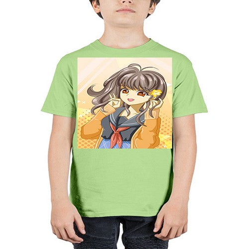 A beautiful and happy girl back to school 90# - anime - Youth Tee Unisex