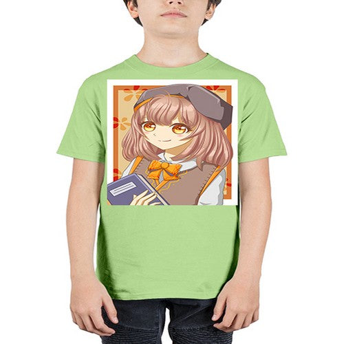 A beautiful girl wearing uniform with book 93# - anime - Youth Tee Unisex