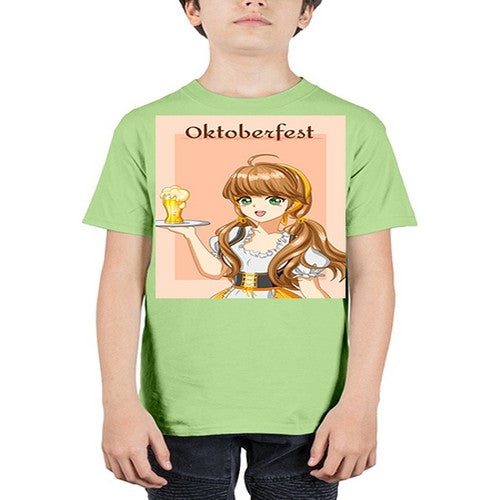 A beautiful girl with beer happy at celebrating the oktoberfest 87# - anime - Youth Tee Unisex