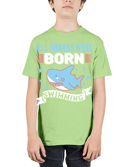 All sharks were born swimming Style 98# - shark-fish - Youth Tee Unisex
