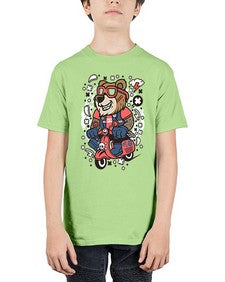 Bear scooterist 16# - cartoon animals - Youth Tee Unisex