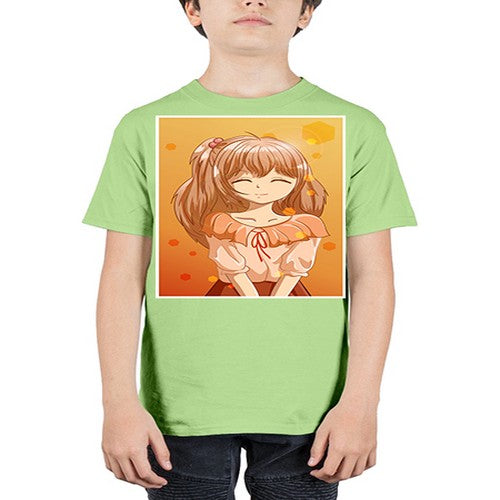 Beautiful and cute girl brown hair at sunset 164# - anime - Youth Tee Unisex