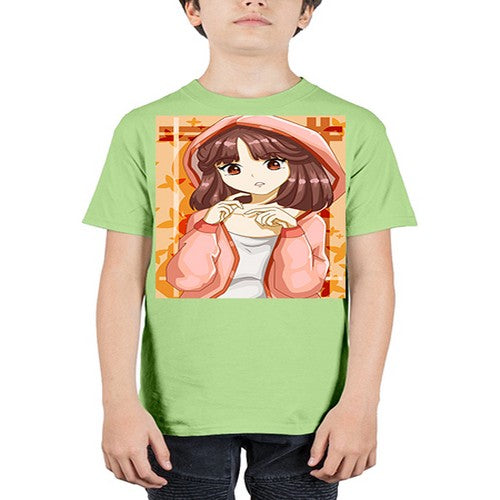 Beautiful and cute girl brown hair with jacket 81# - anime - Youth Tee Unisex