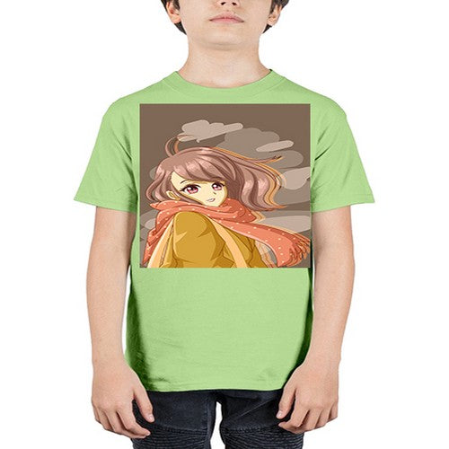 Beautiful and cute girl with scarf 91# - anime - Youth Tee Unisex