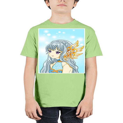 Beautiful and cute queen long blue hair with gold crown 27# - anime - Youth Tee Unisex