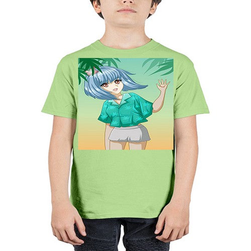 Beautiful and happy girl on the beach in summer 48# - anime - Youth Tee Unisex