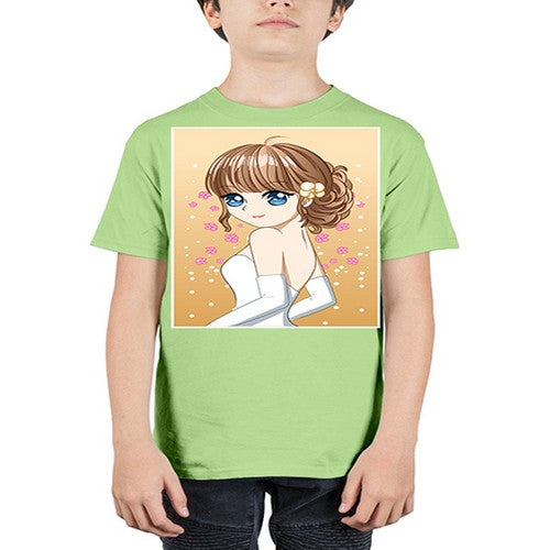 Beautiful and happy girl wearing wedding dress 84# - anime - Youth Tee Unisex