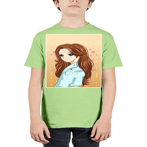 Beautiful and pretty girl brown long hair 123# - anime - Youth Tee Unisex