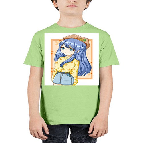 Beautiful and soft girl blue hair in summer 153# - anime - Youth Tee Unisex