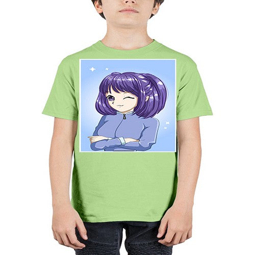 Beautiful girl short purple hair 6# - anime - Youth Tee Unisex