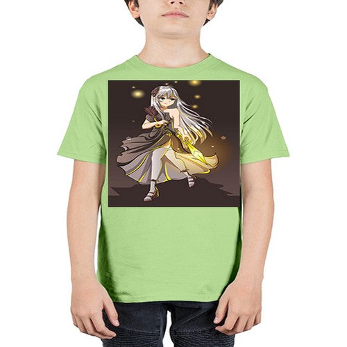 Beautiful girl with black dress and sword game 129# - anime - Youth Tee Unisex