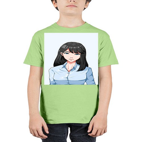 Beautiful office woman long black hair 7# - anime - Youth Tee Unisex