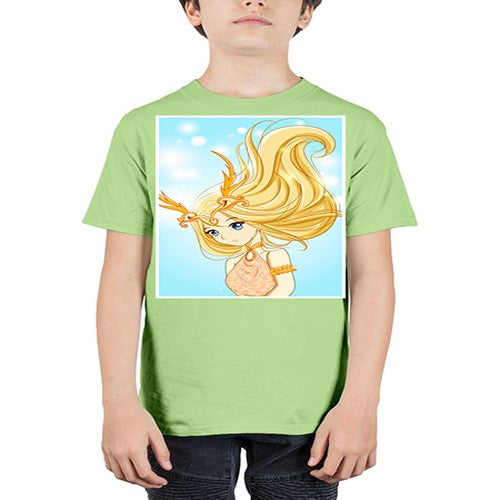 Beautiful queen with gold hair and gold horn crown 39# - anime - Youth Tee Unisex