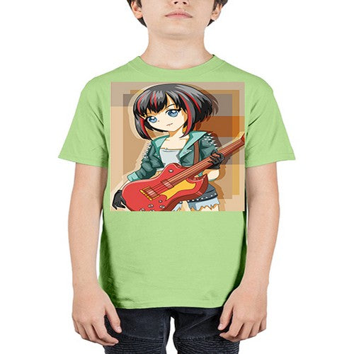 Beautiful rock girl with bass guitar perform 173# - anime - Youth Tee Unisex