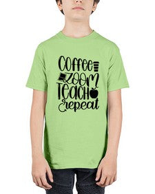 Coffee Zoom Teach Repeat Style 674# - teacher - Youth Tee Unisex