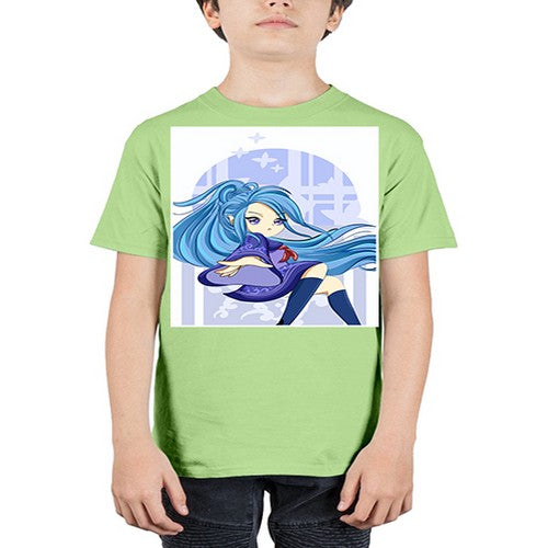 Cute and beautiful girl blue long hair cartoon 155# - anime - Youth Tee Unisex