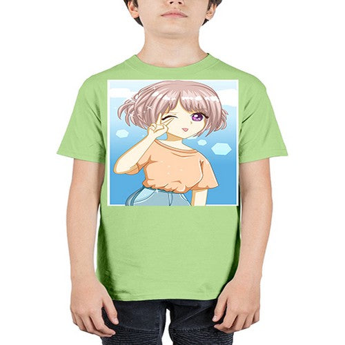 Cute and beautiful girl cream hair yellow shirt 29# - anime - Youth Tee Unisex