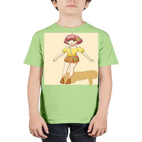 Cute and beautiful girl in summer with yellow dress 54# - anime - Youth Tee Unisex