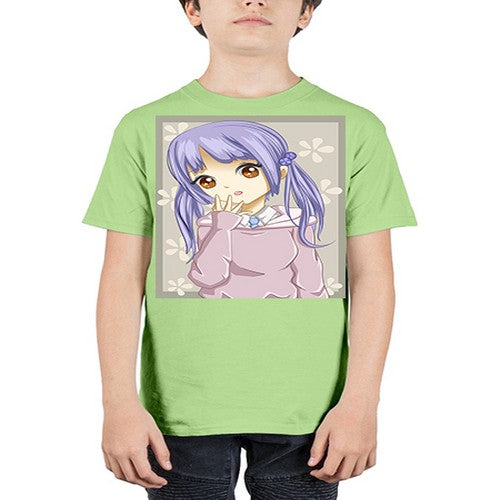 Cute and beautiful girl purple hair 25# - anime - Youth Tee Unisex