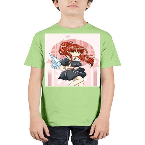 Cute and beautiful girl red long hair with sword cartoon 157# - anime - Youth Tee Unisex