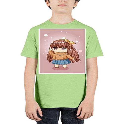 Cute and beautiful little girl long brown hair 149# - anime - Youth Tee Unisex