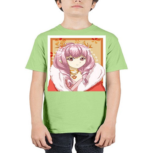 Cute and beautiful queen pink hair with red dress 124# - anime - Youth Tee Unisex