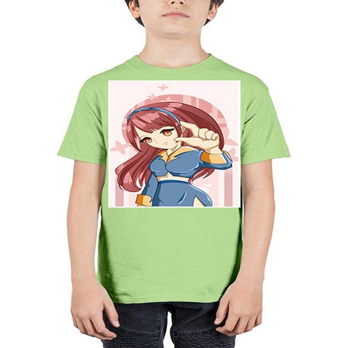 Cute and cool girl red long hair 166# - anime - Youth Tee Unisex