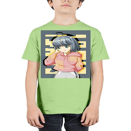 Cute and cool girl with jacket 80# - anime - Youth Tee Unisex