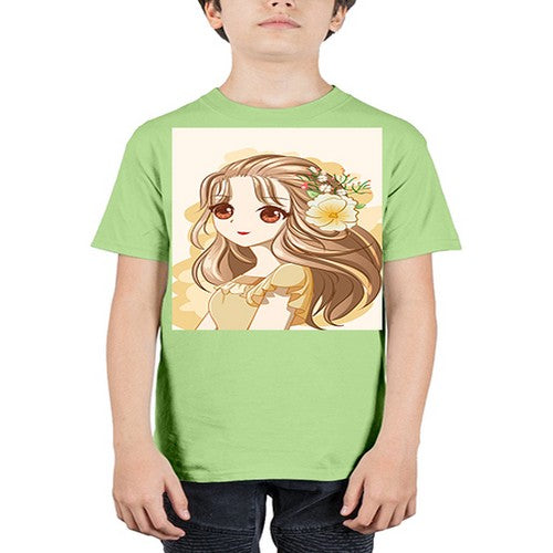 Cute and happy girl with flowers crown 57# - anime - Youth Tee Unisex