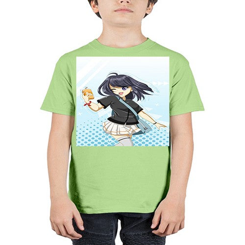 Cute and happy student girl with banana milk 4# - anime - Youth Tee Unisex