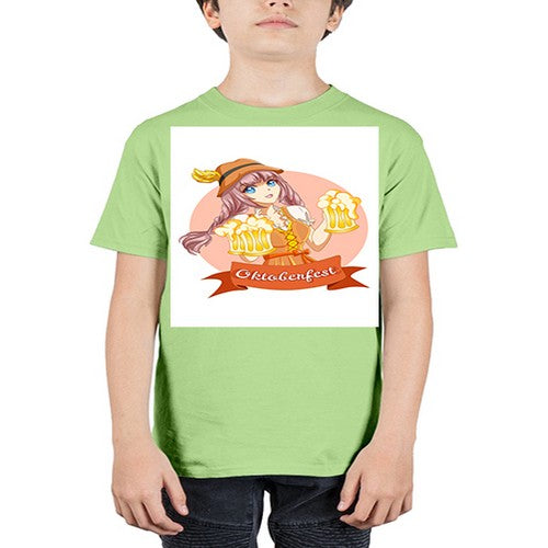 Cute and happy woman celebrating oktoberfest with beer 177# - anime - Youth Tee Unisex
