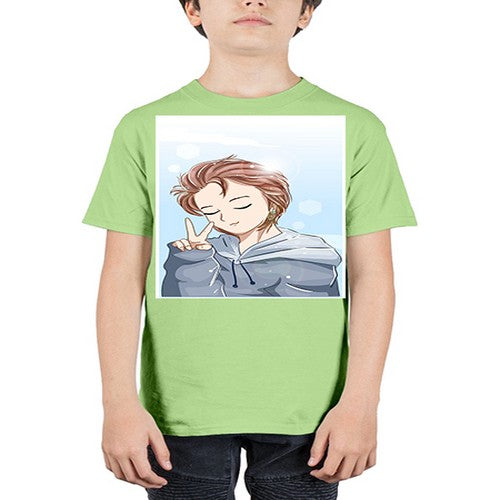 Cute boy brown hair with blue jacket 126# - anime - Youth Tee Unisex