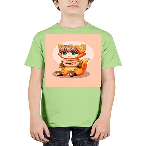 Cute girl with animal costume in animal day text 137# - anime - Youth Tee Unisex