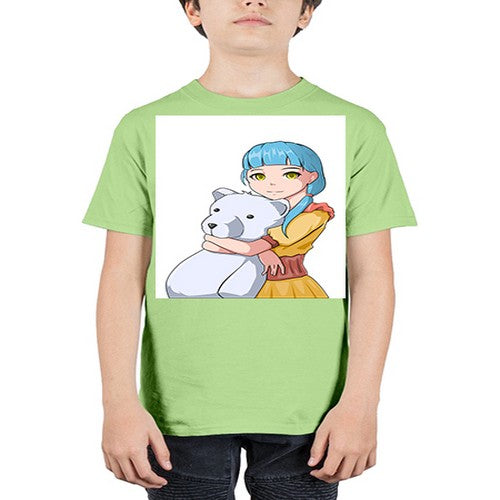Cute girl with bear doll 26# - anime - Youth Tee Unisex