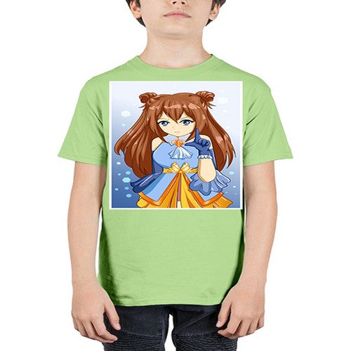 Cute little beautiful girl blue gold clothes cartoon 171# - anime - Youth Tee Unisex